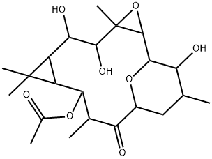 7-Acetyloxy-1a,3,4,7,7a,8,8a,9,10,10a-decahydro-2,9,10-trihydroxy-3,6,8,8,10a-pentamethyl-1b,4a-epoxy-2H-cyclopenta[3,4]cyclopropa[8,9]cycloundec[1,2-b]oxiren-5(6H)-one Struktur