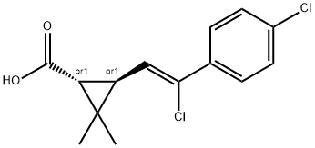 [1alpha,3beta(Z)]-(±)-3-[2-chloro-2-(4-chlorophenyl)vinyl]-2,2-dimethylcyclopropanecarboxylic acid Struktur