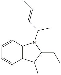 1H-Indole,2-ethyl-2,3-dihydro-3-methyl-1-(1-methyl-2-butenyl)-(9CI) Struktur