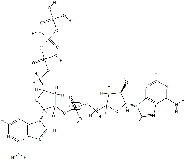 (2'-5')-3'-deoxyadenosine triphosphate-3'-deoxyadenosine monophosphate Struktur