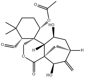 (1R)-9-Acetyl-10,13-dideoxy-1-deoxo-1α,5α-dihydroxy-10-oxo-9,10-secoenmein Struktur