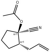 Cyclopentanecarbonitrile, 1-(acetyloxy)-2-(2-propenyl)-, (1R,2S)-rel- (9CI) Struktur