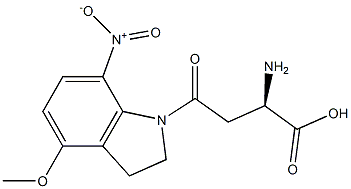 (R)-α-Amino-2,3-dihydro-4-methoxy-7-nitro-γ-oxo-1H-indole-1-butanoicacid Struktur