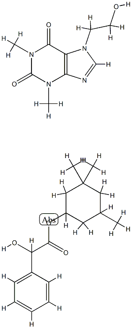 7-(2-hydroxyethyl)-1,3-dimethyl-purine-2,6-dione, (3,3,5-trimethylcycl ohexyl) 2-hydroxy-2-phenyl-acetate Struktur