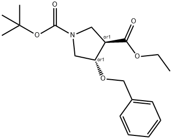 (3R,4S)-rel-4-Benzyloxypyrrolidine-1,3-dicarboxylic acid 1-tert-butyl 3-ethyl ester Struktur