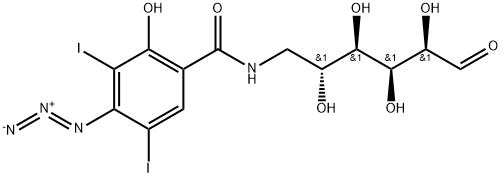 6-N-(4-azido-2-hydroxy-3,5-diiodobenzoyl)glucosamine Struktur