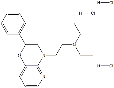 N,N-diethyl-2-(8-phenyl-7-oxa-2,10-diazabicyclo[4.4.0]deca-2,4,11-trie n-10-yl)ethanamine trihydrochloride Struktur