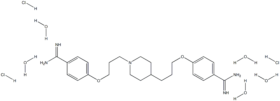 BenzenecarboxiMidaMide, 4-[3-[1-[3-[4-(aMinoiMinoMethyl)phenoxy]propyl]-4-piperidinyl]propoxy]-, hydrochloride, hydrate (1:3:5) Struktur