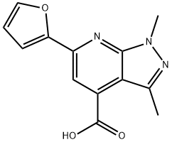 6-(2-FURYL)-1,3-DIMETHYL-1H-PYRAZOLO[3,4-B]PYRIDINE-4-CARBOXYLIC ACID Struktur