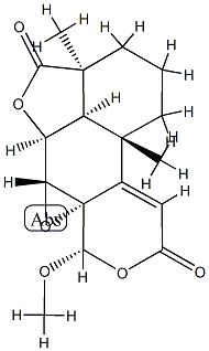 (17S)-6β,17-Dihydroxy-17-methoxy-7α,8α-epoxy-12-des(1-methylpropyl)labda-9(11)-ene-12,19-dioic acid 12,17:19,6-bislactone Struktur