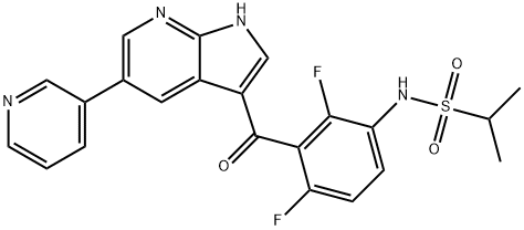 N-[2,4-Difluoro-3-[[5-(3-pyridinyl)-1H-pyrrolo[2,3-b]pyridin-3-yl]carbonyl]phenyl]-2-propanesulfonamide Struktur