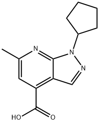 1-cyclopentyl-6-methyl-1H-pyrazolo[3,4-b]pyridine-4-carboxylic acid Struktur