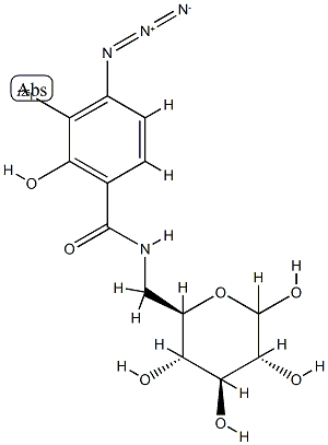 N-(4-iodoazidosalicyl)-6-amido-6-deoxyglucopyranose Struktur