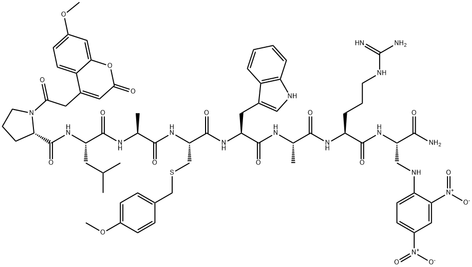 Mca-PLAC(p-OMeBz)-WAR(Dpa)-NH2 Struktur