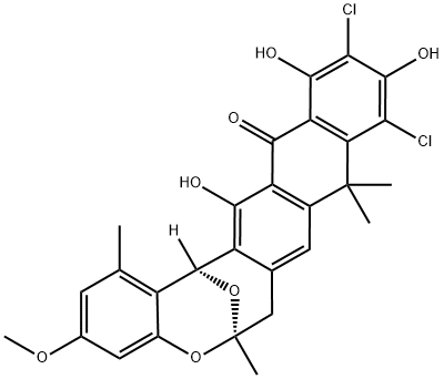 Bischloroanthrabenzoxocinone Struktur