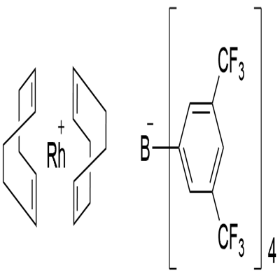 Bis(cyclooctadiene)rhodium(Ⅰ)(tetrakis-[3,5-bis(trifluormethyl)phenyl]borate) Struktur