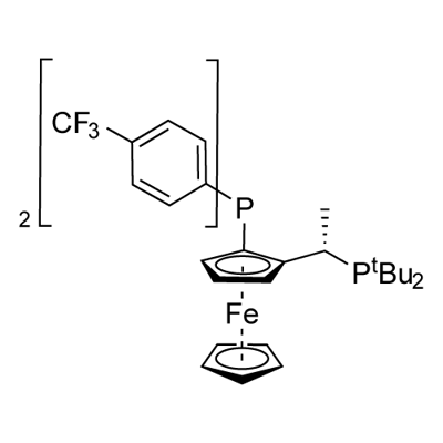 (S)-1-{(R)-2-[BIS[4-(TRIFLUOROMETHYL)PHENYL]PHOSPHINO]FERROCENYL}-ETHYLDI-TERT.- Struktur