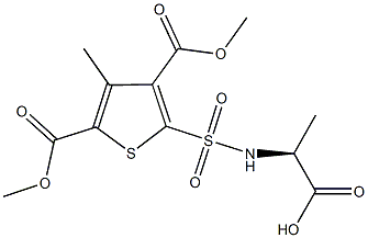 (2S)-2-({[3,5-bis(methoxycarbonyl)-4-methylthien-2-yl]sulfonyl}amino)propanoic acid Struktur