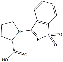 (2S)-1-(1,1-dioxido-1,2-benzisothiazol-3-yl)pyrrolidine-2-carboxylic acid Struktur