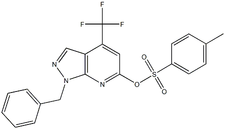 1-benzyl-4-(trifluoromethyl)-1H-pyrazolo[3,4-b]pyridin-6-yl 4-methylbenzenesulfonate Struktur