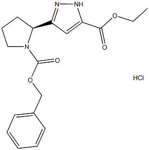 ethyl 3-{(2S)-1-[(benzyloxy)carbonyl]pyrrolidin-2-yl}-1H-pyrazole-5-carboxylate hydrochloride Struktur