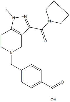 4-{[1-methyl-3-(pyrrolidin-1-ylcarbonyl)-1,4,6,7-tetrahydro-5H-pyrazolo[4,3-c]pyridin-5-yl]methyl}benzoic acid Struktur