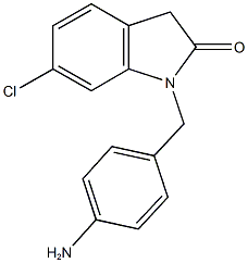 1-[(4-aminophenyl)methyl]-6-chloro-2,3-dihydro-1H-indol-2-one Struktur