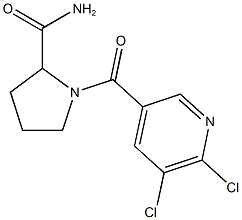 1-[(5,6-dichloropyridin-3-yl)carbonyl]pyrrolidine-2-carboxamide Struktur