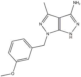 6-(3-methoxybenzyl)-4-methyl-1,6-dihydropyrazolo[3,4-c]pyrazol-3-amine Struktur