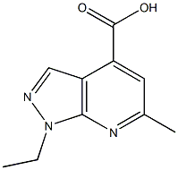 1-ethyl-6-methyl-1H-pyrazolo[3,4-b]pyridine-4-carboxylic acid Struktur