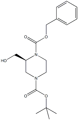 1-BENZYL 4-TERT-BUTYL (2S)-2-(HYDROXYMETHYL)PIPERAZINE-1,4-DICARBOXYLATE Struktur