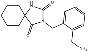 3-{[2-(aminomethyl)phenyl]methyl}-1,3-diazaspiro[4.5]decane-2,4-dione Struktur