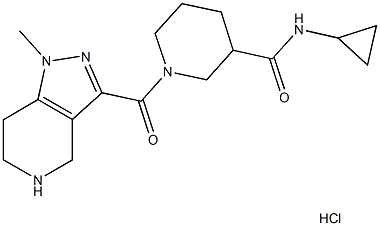 N-cyclopropyl-1-[(1-methyl-4,5,6,7-tetrahydro-1H-pyrazolo[4,3-c]pyridin-3-yl)carbonyl]piperidine-3-carboxamide hydrochloride Struktur