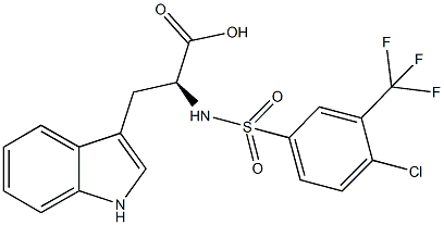 (2S)-2-({[4-chloro-3-(trifluoromethyl)phenyl]sulfonyl}amino)-3-(1H-indol-3-yl)propanoic acid Struktur