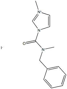 1-{[benzyl(methyl)amino]carbonyl}-3-methyl-1H-imidazol-3-ium iodide Struktur