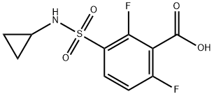 3-(cyclopropylsulfamoyl)-2,6-difluorobenzoic acid Struktur