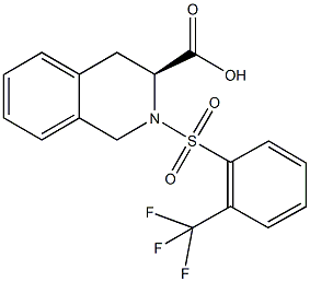 (3S)-2-{[2-(trifluoromethyl)phenyl]sulfonyl}-1,2,3,4-tetrahydroisoquinoline-3-carboxylic acid Struktur