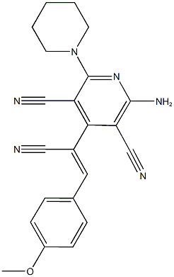 2-AMINO-4-[1-CYANO-2-(4-METHOXYPHENYL)VINYL]-6-PIPERIDIN-1-YLPYRIDINE-3,5-DICARBONITRILE Struktur