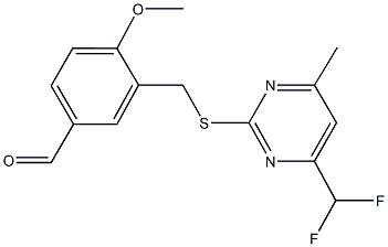 3-({[4-(DIFLUOROMETHYL)-6-METHYLPYRIMIDIN-2-YL]THIO}METHYL)-4-METHOXYBENZALDEHYDE Struktur