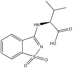 (2S)-2-[(1,1-dioxido-1,2-benzisothiazol-3-yl)amino]-3-methylbutanoic acid Struktur