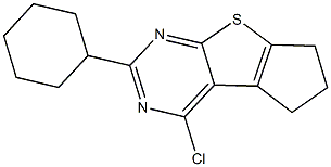 12-chloro-10-cyclohexyl-7-thia-9,11-diazatricyclo[6.4.0.0^{2,6}]dodeca-1(12),2(6),8,10-tetraene Struktur