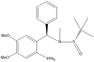 [S(R)]-N-[(S)-[2-(Diphenylphosphino)-4,5-dimethoxyphenyl)](4-phenyl)methyl]-N,2-dimethyl-2-propanesulfinamide Struktur