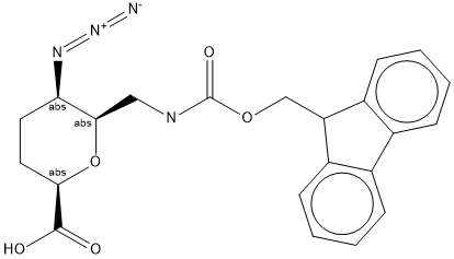 (2R,5R,6R)-6-(((((9H-fluoren-9-yl)methoxy)carbonyl)amino)methyl)-5-azidotetrahydro-2H-pyran-2-carboxylic acid 結(jié)構(gòu)式