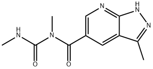 1,3-dimethyl-1-{3-methyl-1H-pyrazolo[3,4-b]pyridine-5-carbonyl}urea Struktur