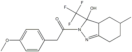 2-[(4-methoxyphenyl)acetyl]-5-methyl-3-(trifluoromethyl)-3,3a,4,5,6,7-hexahydro-2H-indazol-3-ol Struktur