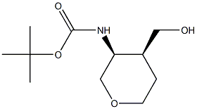 tert-butyl ((3S,4S)-4-(hydroxymethyl)tetrahydro-2H-pyran-3-yl)carbamate Struktur