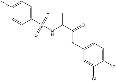 N-(3-chloro-4-fluorophenyl)-2-{[(4-methylphenyl)sulfonyl]amino}propanamide Struktur