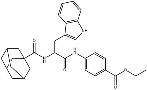 ethyl 4-{[2-[(1-adamantylcarbonyl)amino]-3-(1H-indol-3-yl)propanoyl]amino}benzoate Struktur