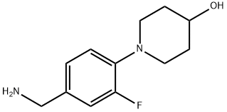 1-[4-(aminomethyl)-2-fluorophenyl]piperidin-4-ol Struktur