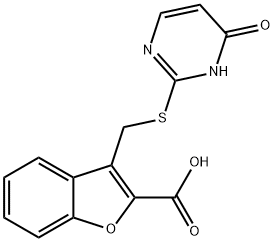 3-{[(4-hydroxypyrimidin-2-yl)sulfanyl]methyl}-1-benzofuran-2-carboxylic acid Struktur